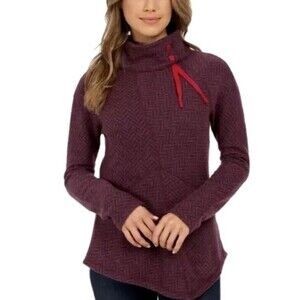 NWT Prana Mattea XS Sweater Womens Plum Funnel Neck Chevron Wool Blend $149